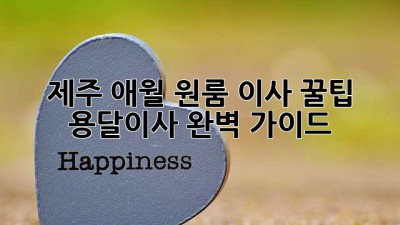 제주 애월 원룸 이사 꿀팁🍯 용달이사 완벽 가이드🧳