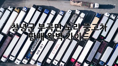 창녕군 부곡면 노리 중고차 판매 완벽 가이드